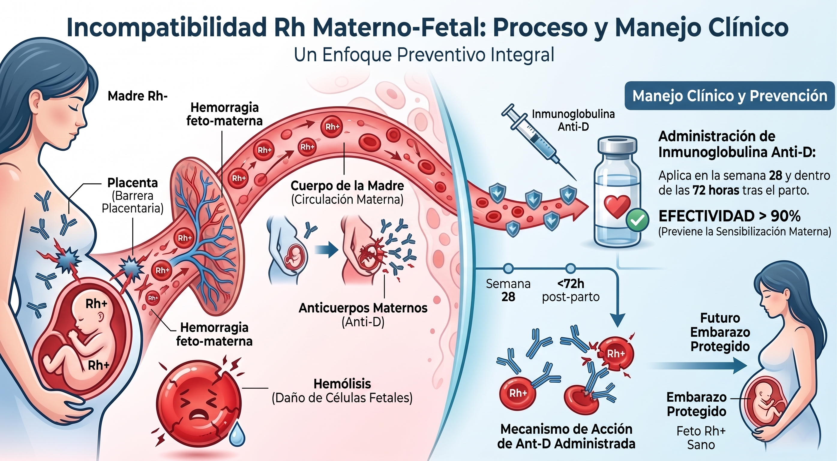 Infografía: Incompatibilidad Rh Materno-fetal - Proceso y Manejo Clínico